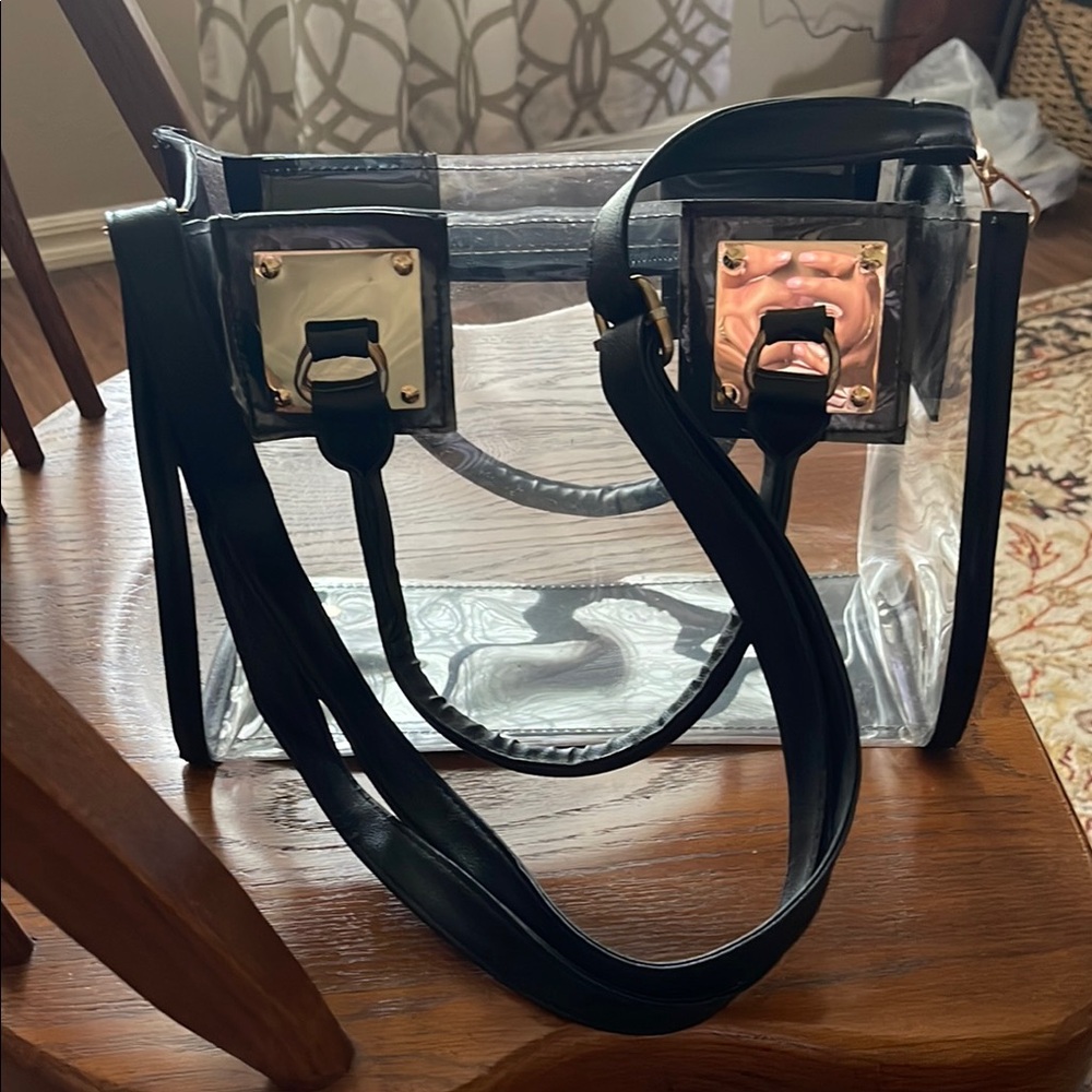 Transparent Black Trim Tote Bag